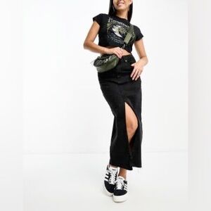 ASOS Black Maxi Skirt with Front Thigh Slit